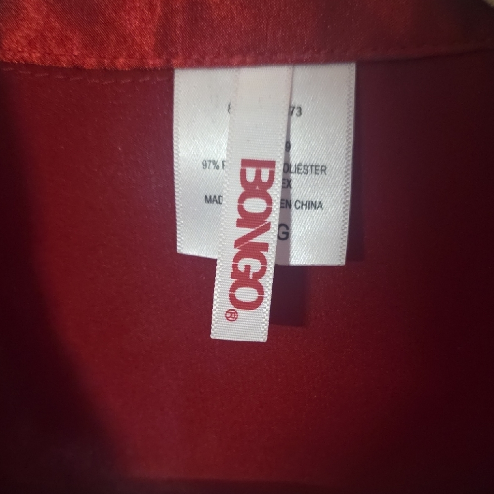 BONGO Red Satin Button Down Shirt - Picture 2 of 3